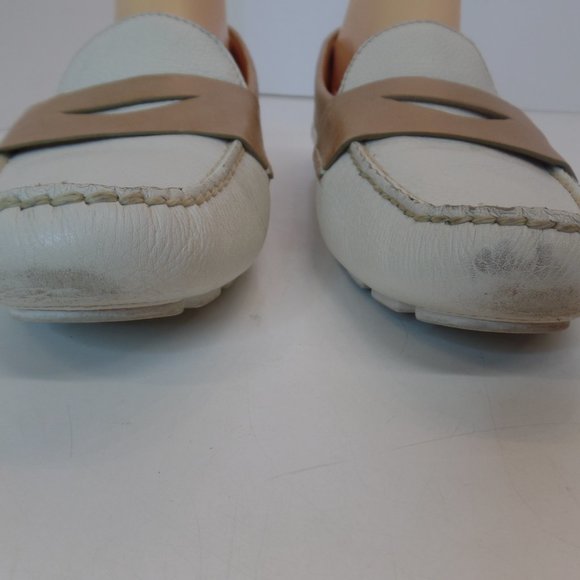 Cole Haan Air White & Tan Leather Slip on Driving Loafers Shoes Sz 9 #D39386 - Picture 12 of 16